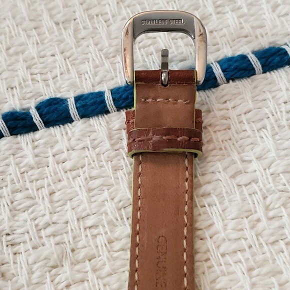 Coach Boyfriend NeonGreen Dial Brown Leather Strap - Picture 7 of 8